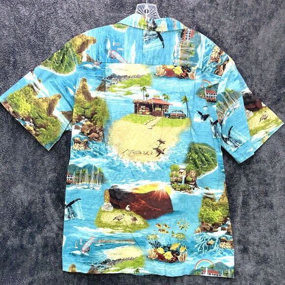 Maui Quilt Shop 100% Cotton Turtles Ducks Aloha Tropical Button Shirt Sz Large L - Picture 3 of 8